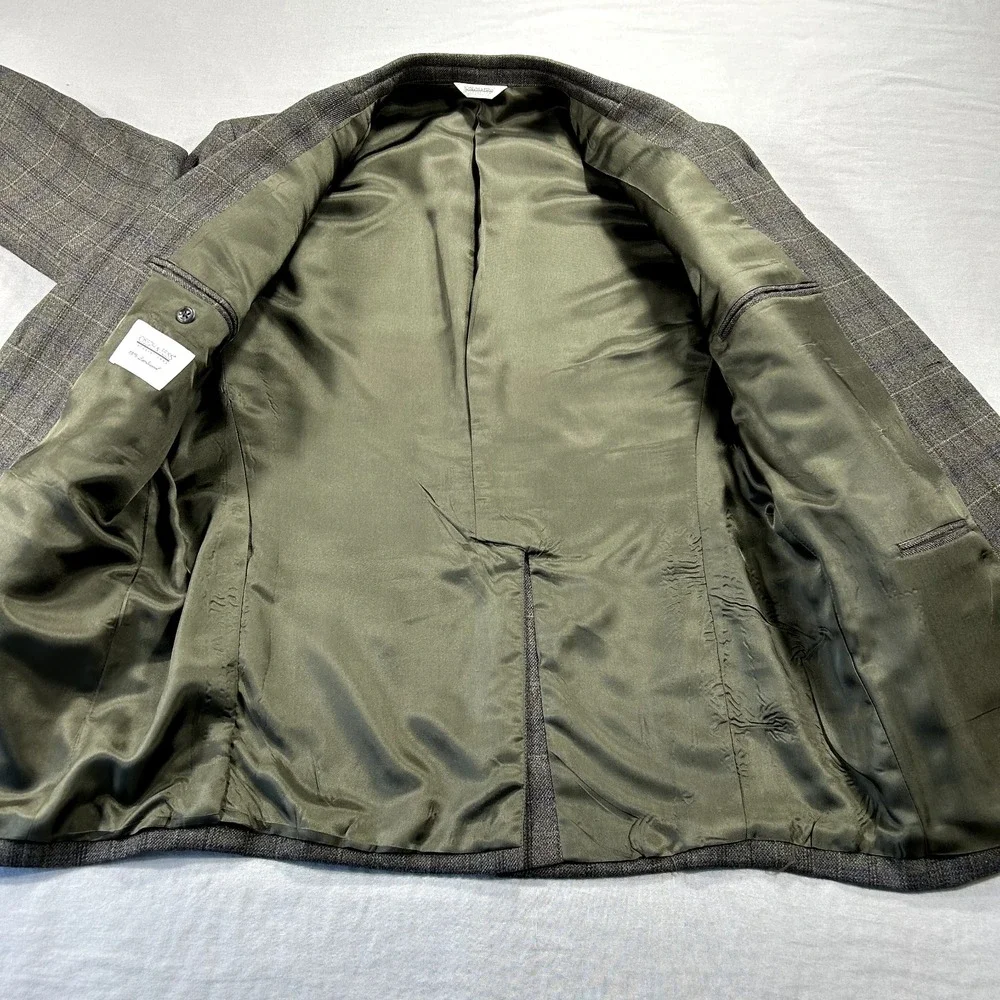 Joseph & Feiss Blazer Mens‎ 42S Brown Plaid Lambswool Suit Sport Coat Jacket